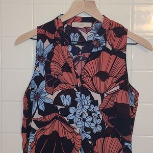 LOFT Floral 1/2 Button Tank
